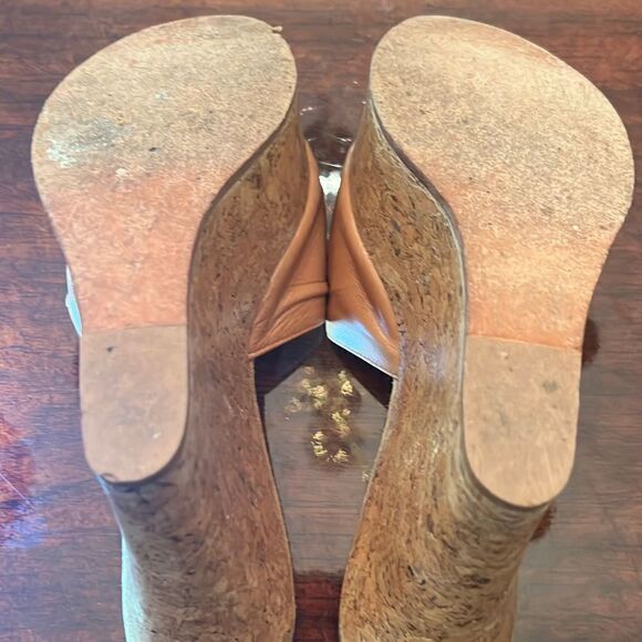 Bebe Platform Wedges Cork Tan Leather | size 6 - Picture 6 of 8